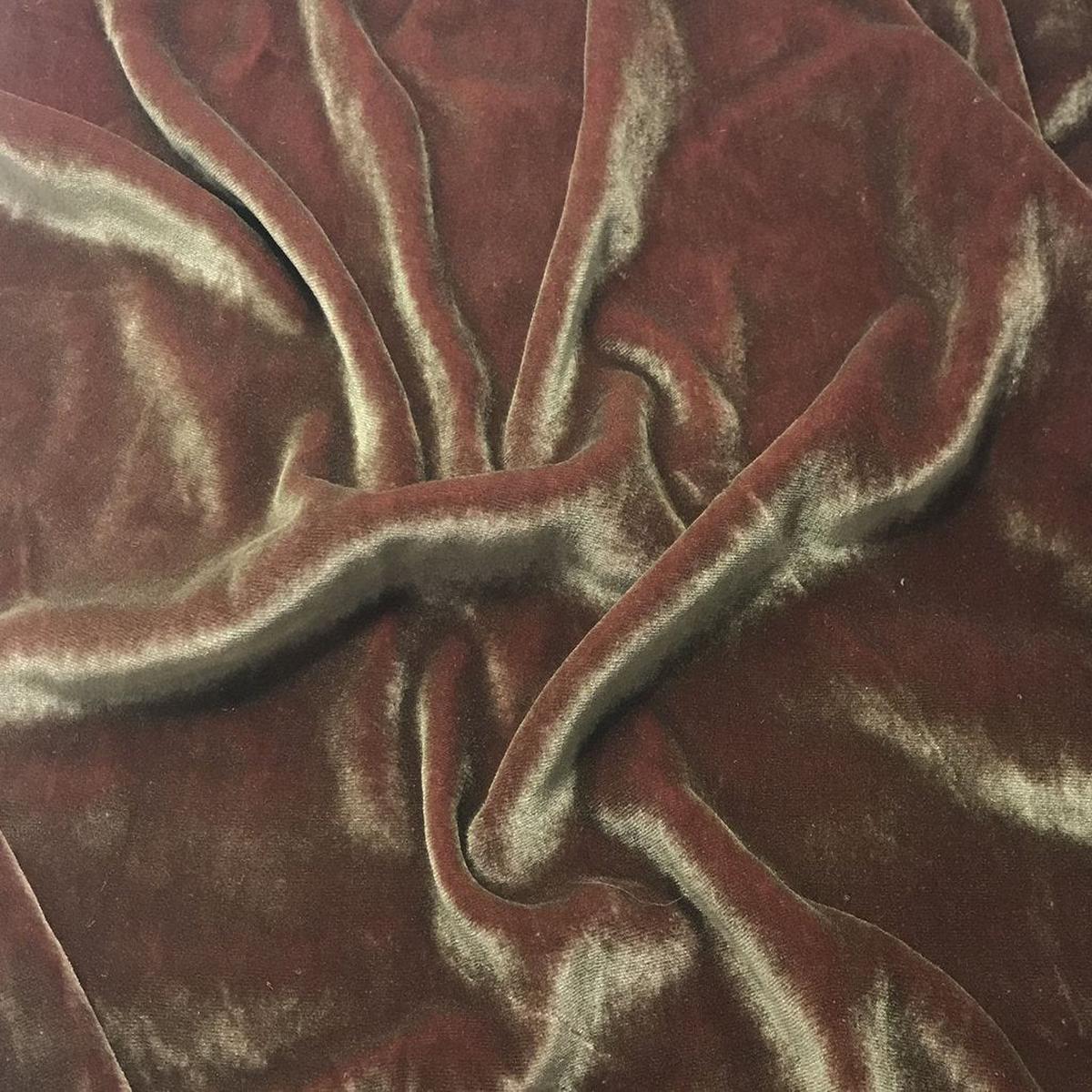 Antique Gold on Rose Gold – Hand Painted Silk Velvet Fabric