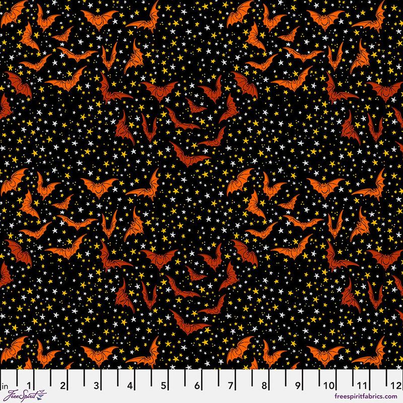 Costumes & Cobwebs by Club Hauer Ditsy Bats Black    PWRH114.BLACK Cotton Woven Fabric