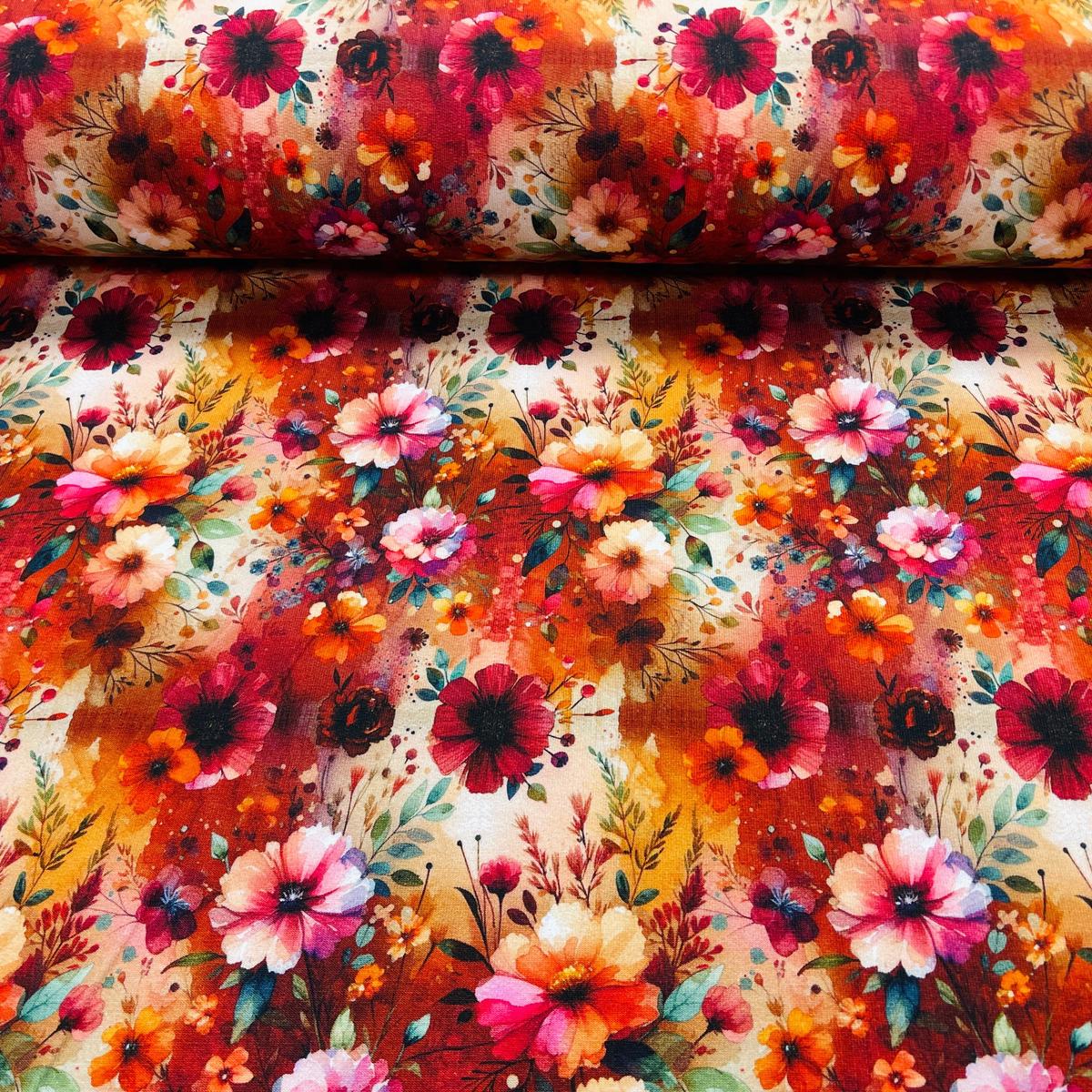 Cotton loop knit fabric – flower fairy tale 260 g/m