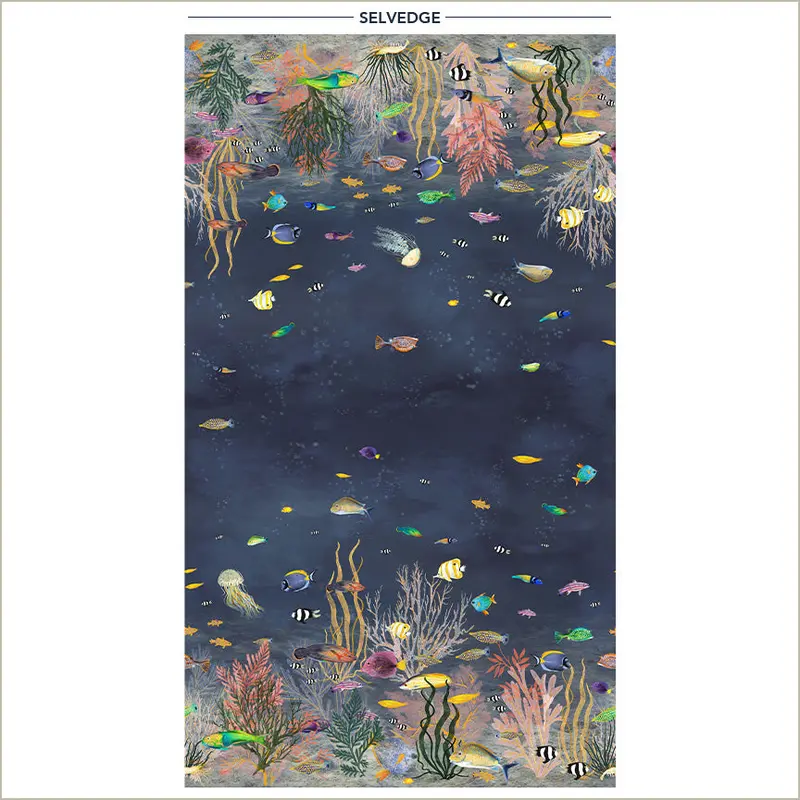Deep Blue Katherine Quinn 55254D-1 Deep Blue Ocean Flow Cotton