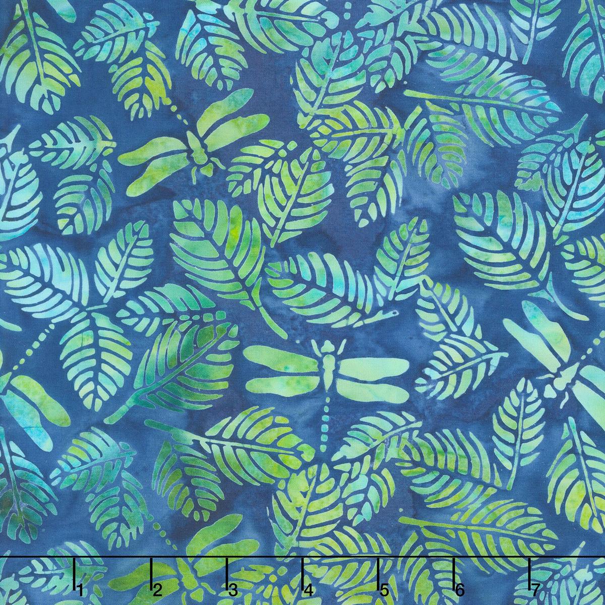 Enchanted Flutter Batiks – Dragonfly Leaves Multi Marbles Yardage