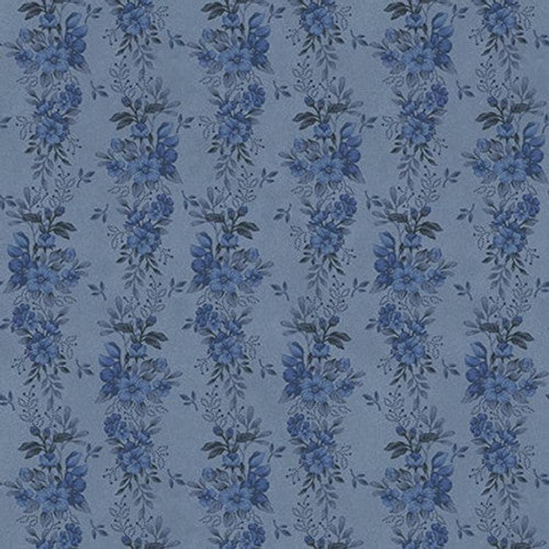 Fabric Henry Glass Blue Floral Stripes Flossie’s Flowers by the Quarter Yard 3370-77