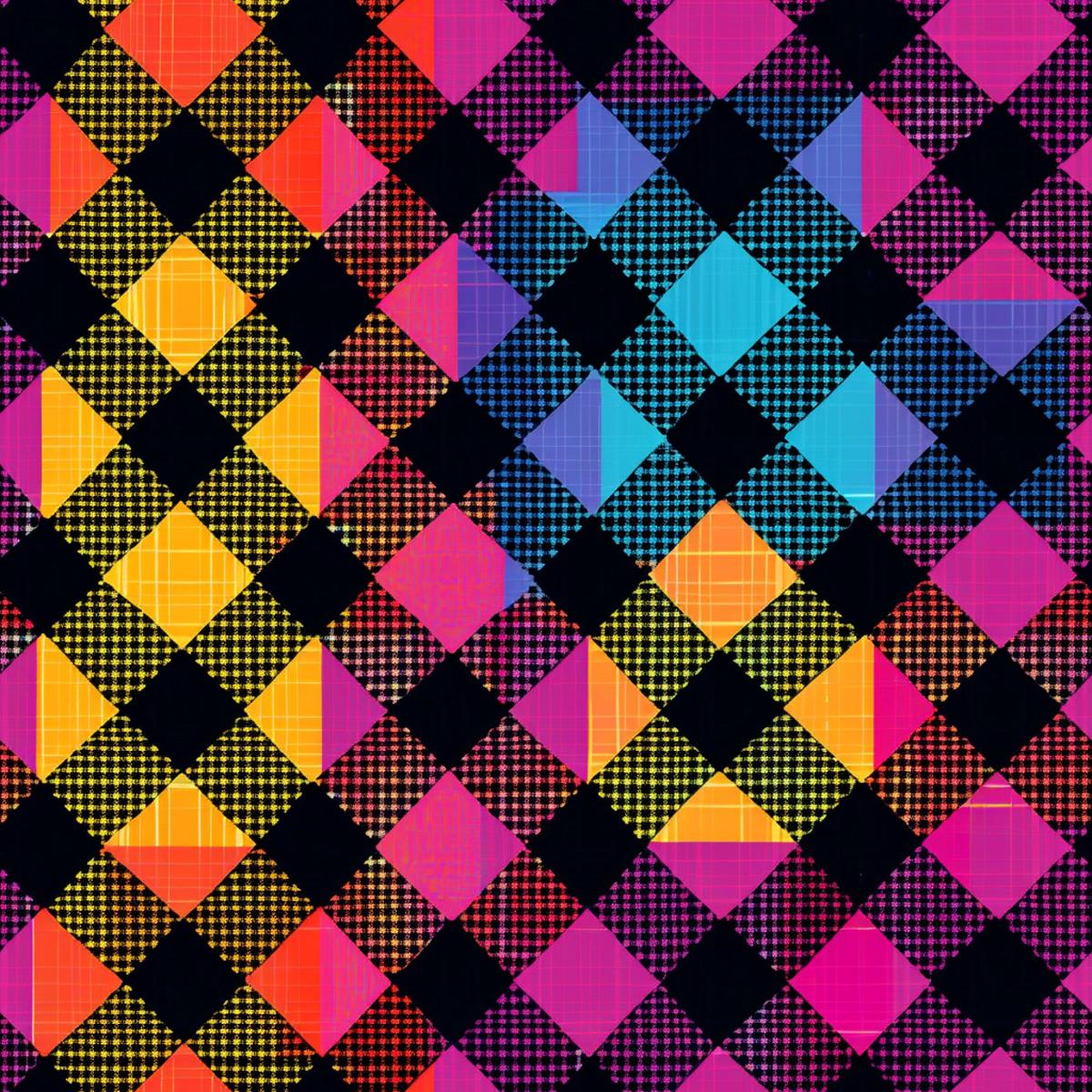 Neon Gingham Pattern 18 Quilting Cotton Fabric