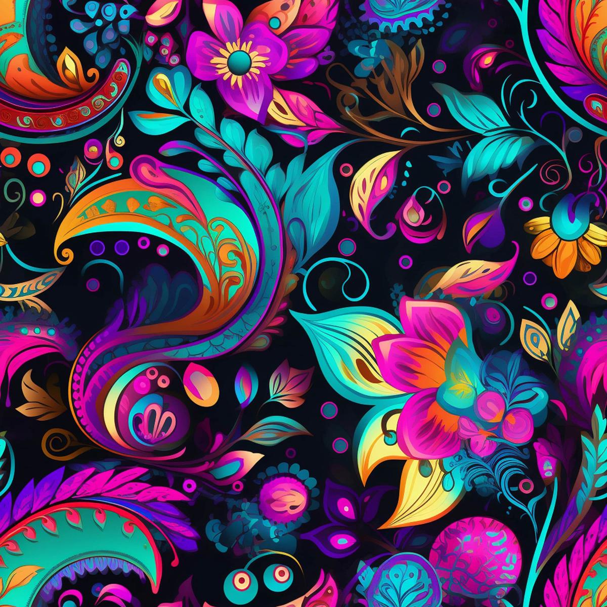 Neon Paisley Pattern 15 Quilting Cotton Fabric