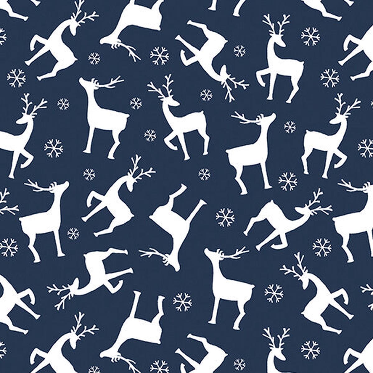 Nordic Cabin – Deer – Navy 44″ / 45″ Fabric Per Yard