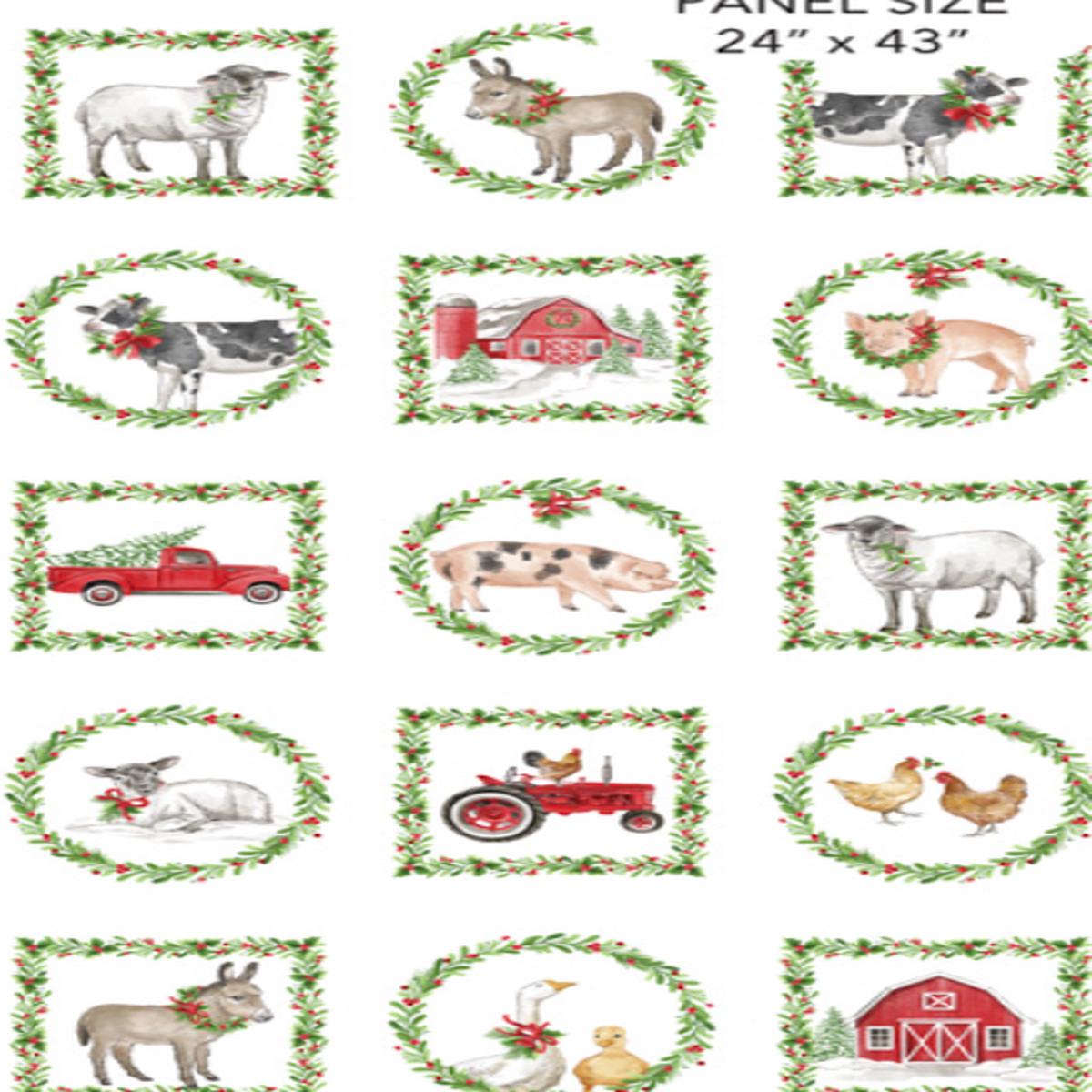 Northcott – Barnyard Christmas – Deborah Edwards – White Multi 28800-10