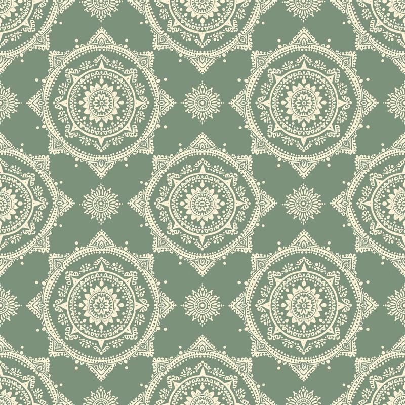 Sage Green Boho Pattern 4 Quilting Cotton Fabric
