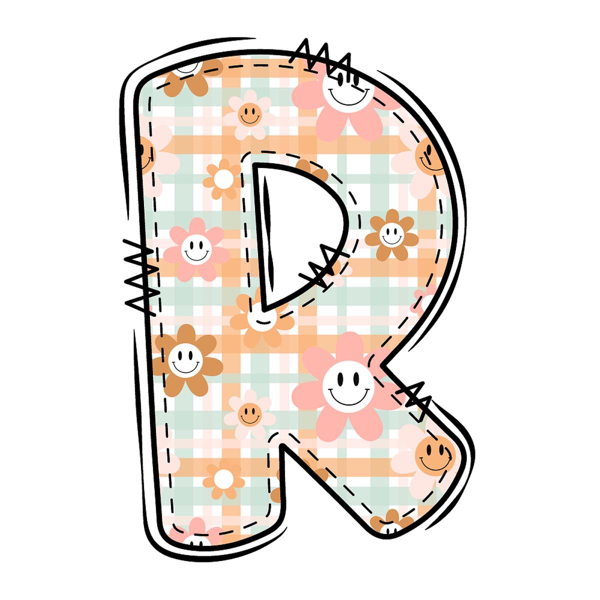 Groovy Doodle Letter ”R” Fabric Panel