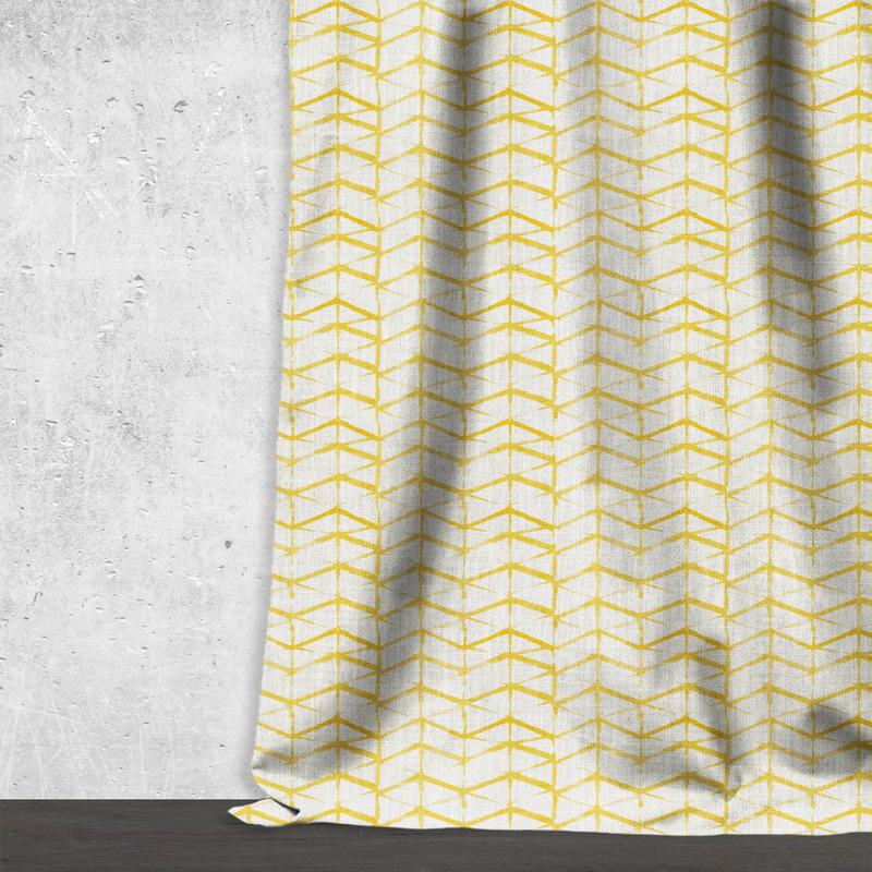 'Midas Prominence' Fabric by the Metre (Eggshell White/ Yellow)