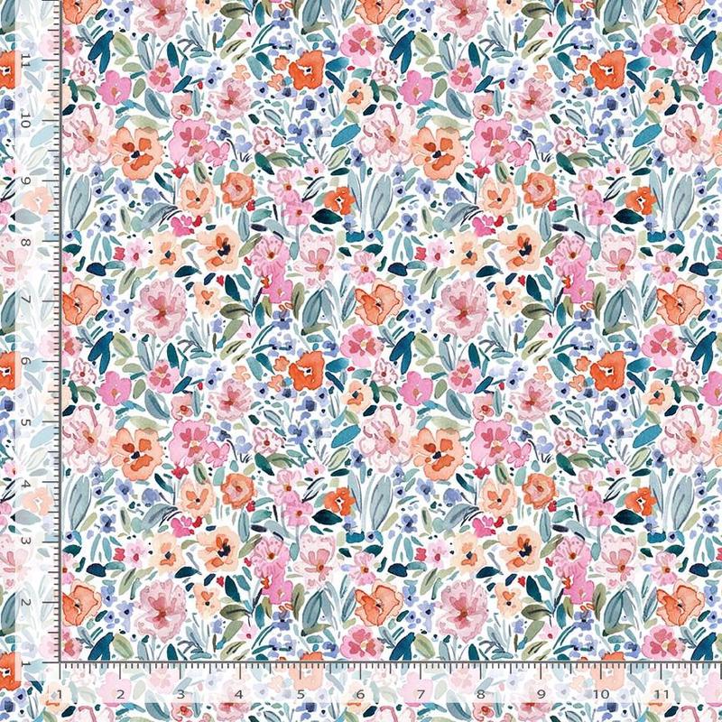 Aloha Quilt Fabric – Bloomers Floral in White/Multi – STELLA-DCJ3380 WHITE