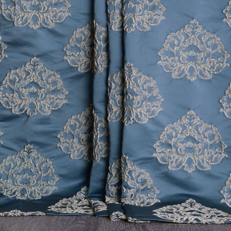 'Blazing Sapphire' Fabric by the Metre (Navy Blue/ Gray)