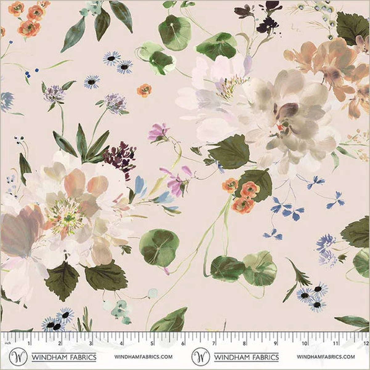 Cotton Fabric PEONY GARDEN 54872D-1 Shell, Bloomfield Collection by Kelly Ventura for Windham – fat 1/4