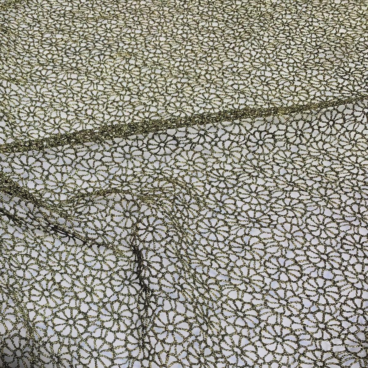 Gold Small Floral – Schiffli Lace Fabric