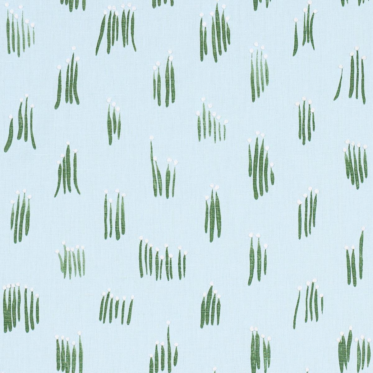 Meadow Button Hand Embroidery Blue Fabric