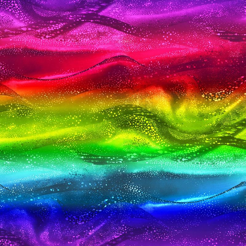 Pacifica Rainbow Waves Sold as a 25 Repeat Panel Cut Red and Multi D195R Cotton Woven Fabric