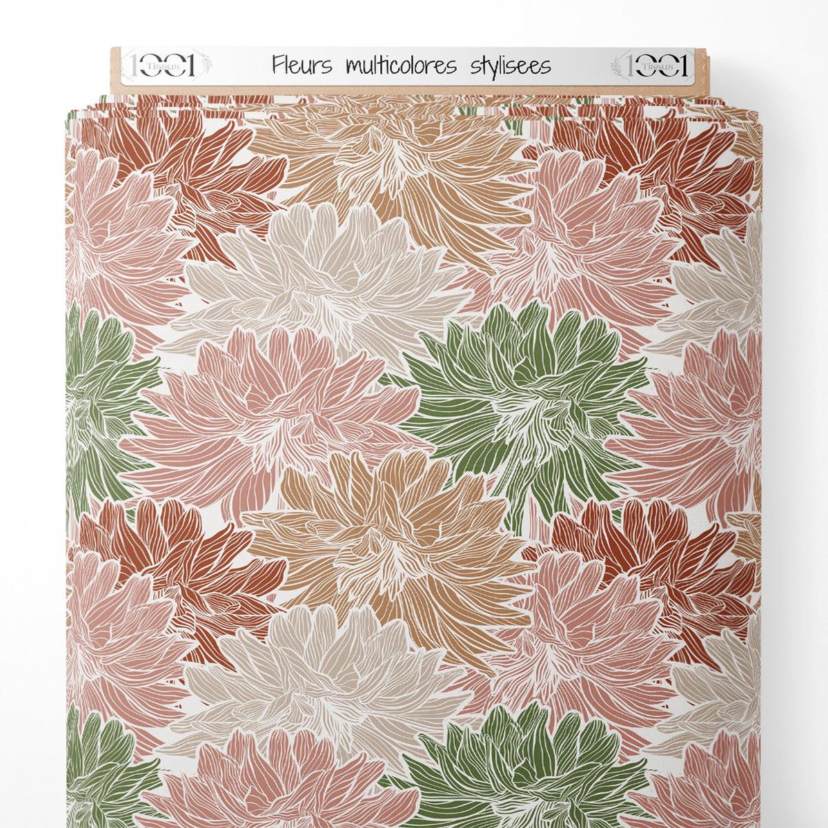 Tissu – Fleurs multicolores stylises
