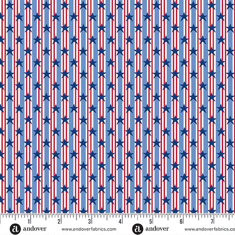 Tradition Quilt Fabric – Stars and Stripes in Blue – A-1324-B