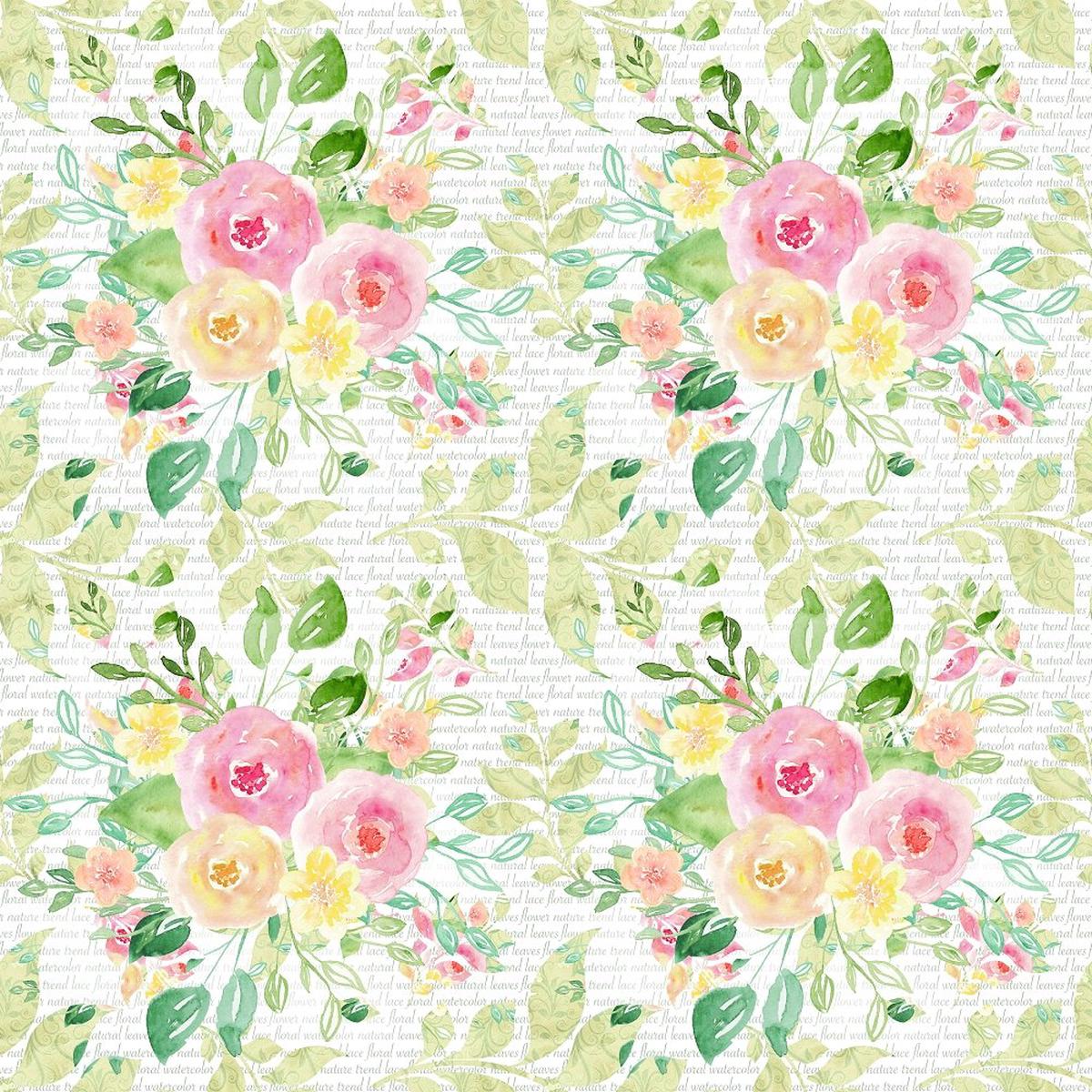 Wild Flower Bouquet Words Fabric