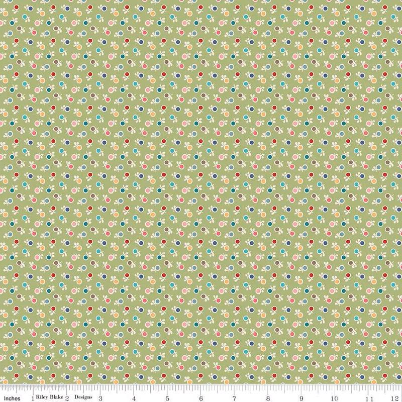 Fabric Riley Blake Lettuce Kathy Bee Dots by the Quarter Yard C14166-LETTUCE