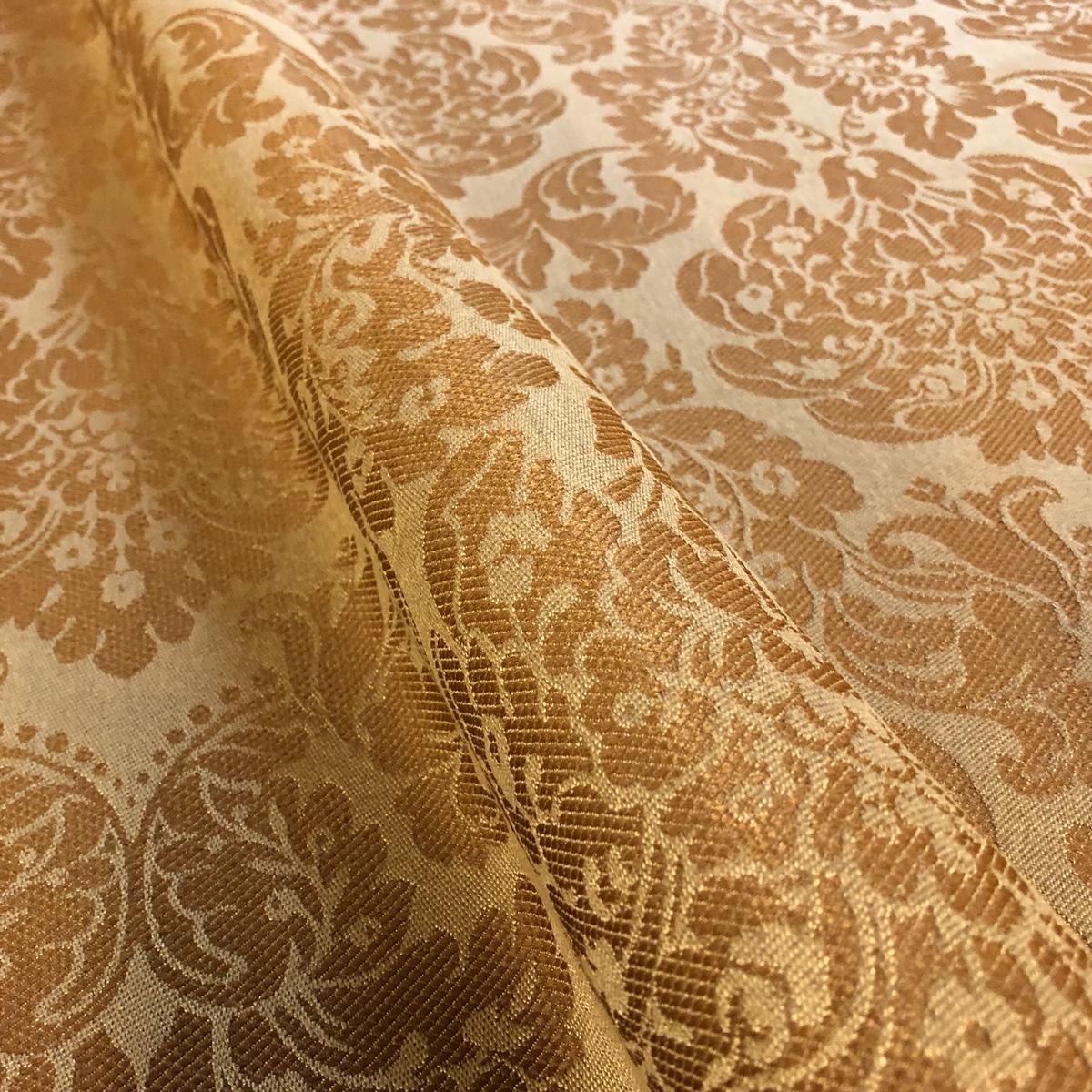 Gold Luxe Damask Jacquard Upholstery Fabric 54″