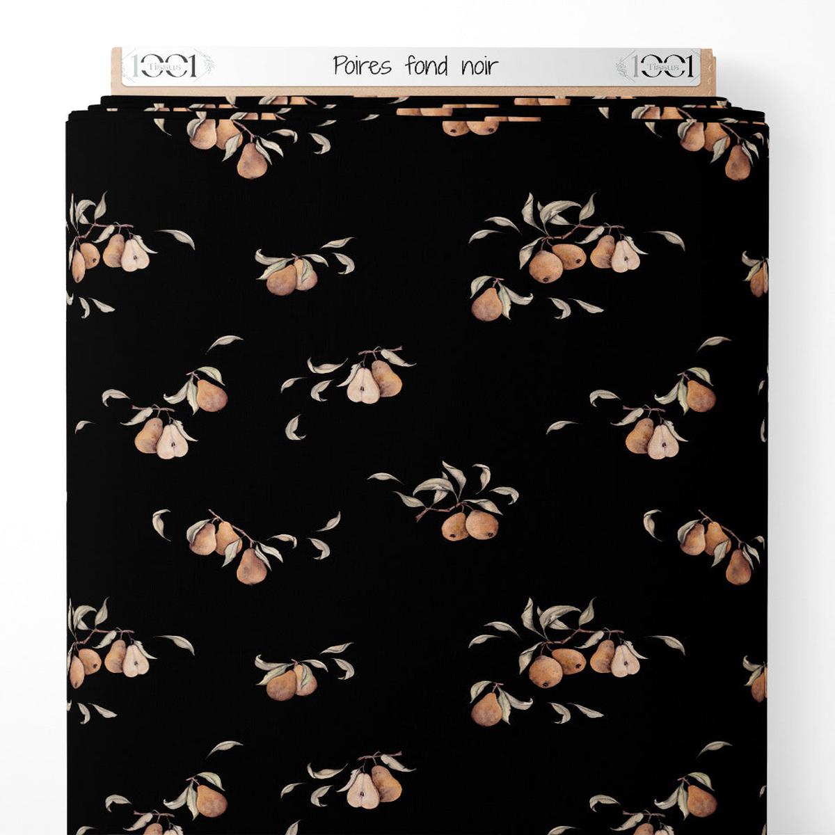 Tissu – Poires sur fond noir