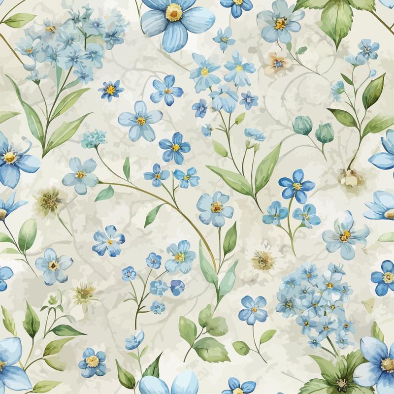 Art Nouveau Forget Me Nots Pattern 2 Quilting Cotton Fabric