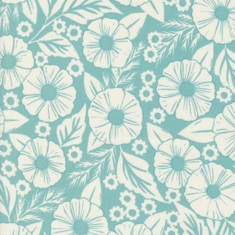 Field of Flowers Quilt Fabric – Flower Papers in Robins Egg Aqua – 3311 14