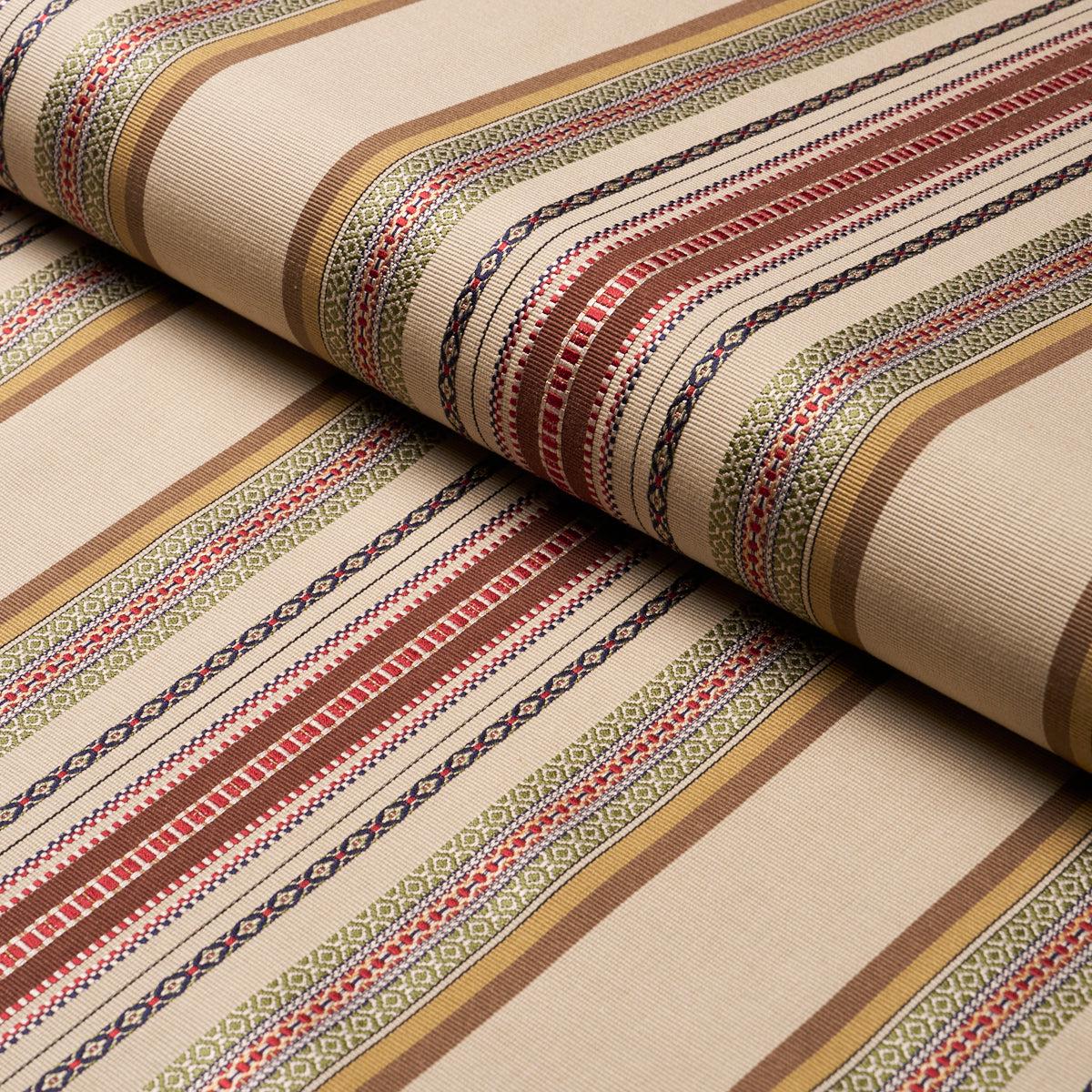 SCHUMACHER CHROMA WELLINGTON STRIPE WOVEN WOVEN MULTI ON PECAN – 3322011