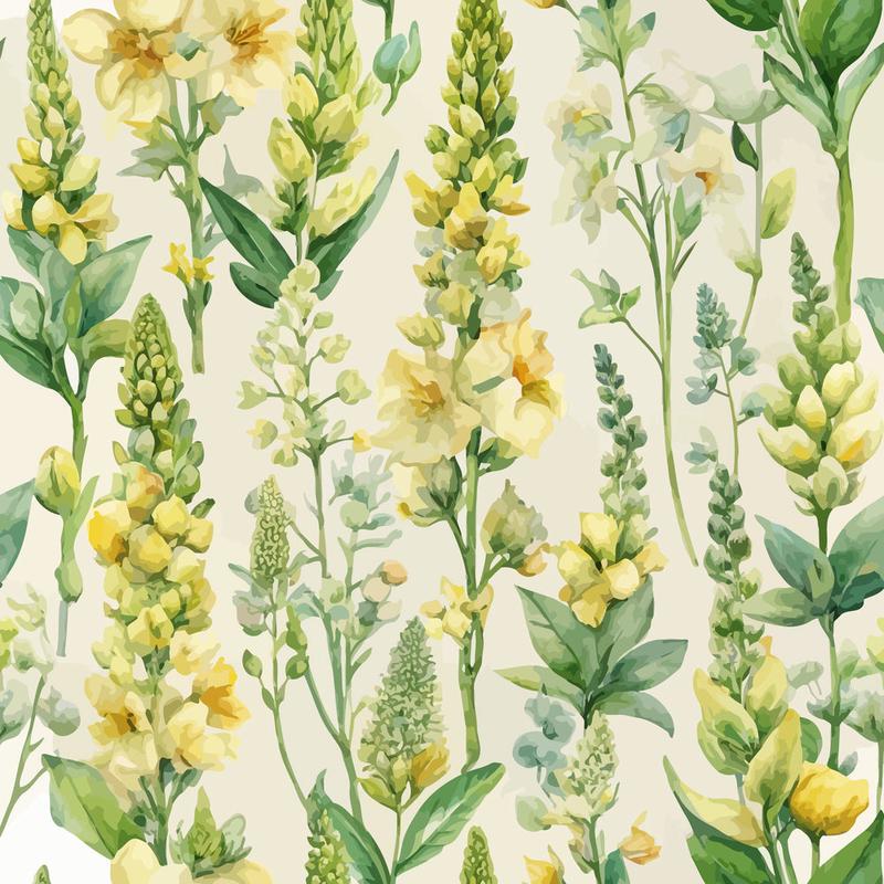 Art Nouveau Verbascum Flowers Pattern 2 Quilting Cotton Fabric