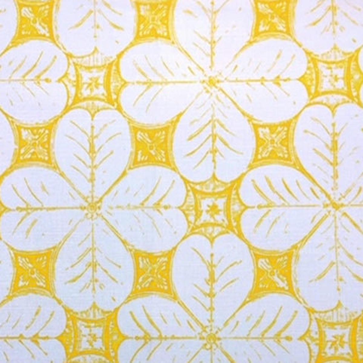 China Seas Fabric: China Flower – Custom Yellow on White Belgian Linen / Cotton – China Seas Fabric: China Flower – Custom Yellow on White