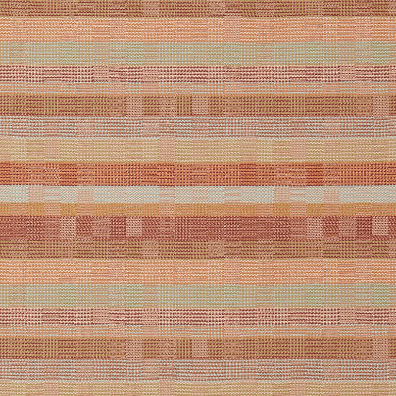 Mira Indoor Outdoor Weaves II Clementine, Rust and Aqua Fabric by Harlequin