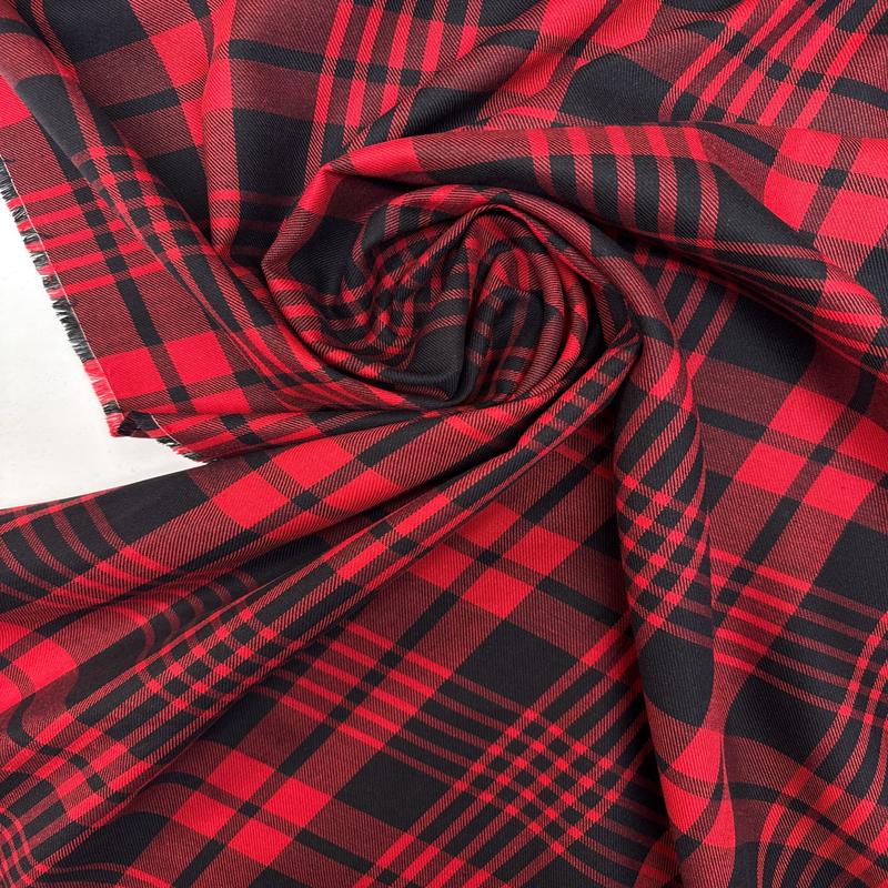 Red Black Cotton Tweed