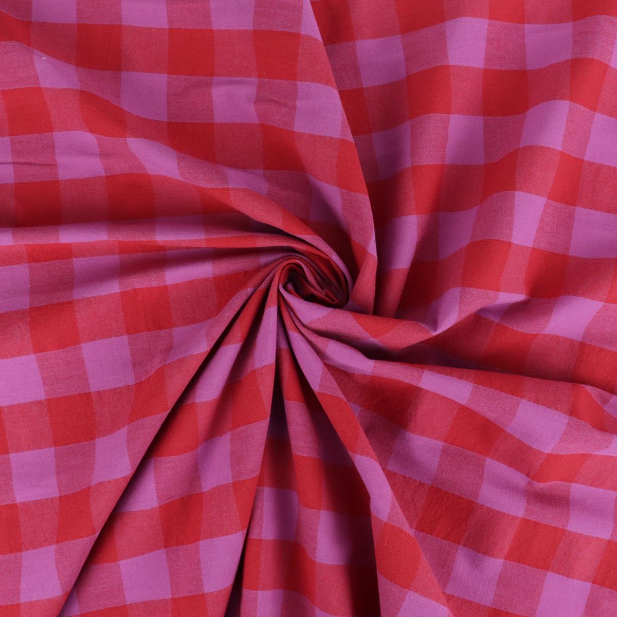 Yarn Dyed Washed Cotton - Fuchsia + Red Gingham