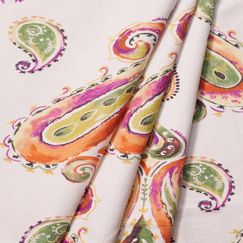 'Alpana' Fabric by the Metre (Green/ Orange)