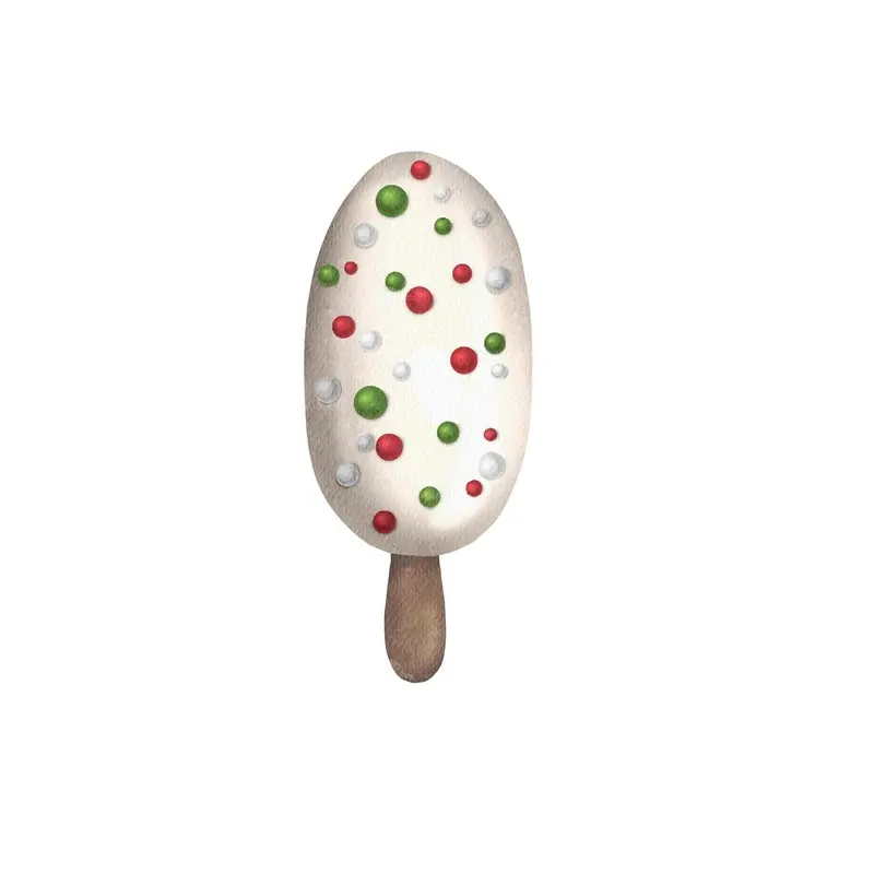Christmas Sprinkles Popsicle Fabric Panel – White