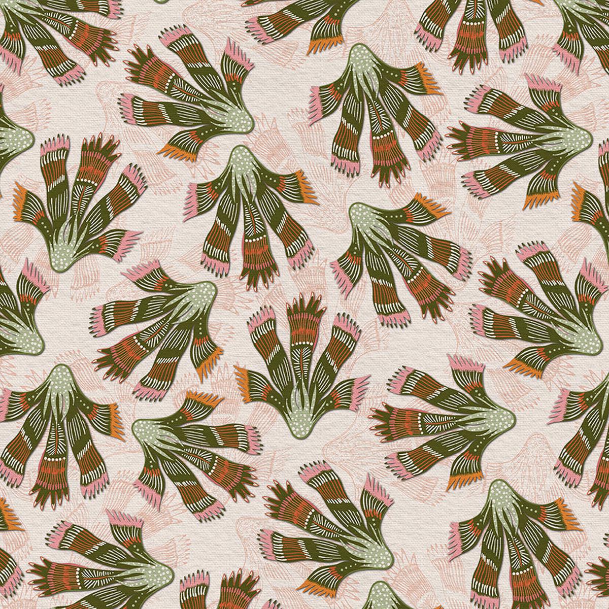 Flower Toss – Green/White – Quilting Cotton