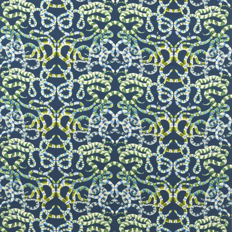 Serpenti Velvet Colour 3 Onsen , Emerald and Azul Fabric by Harlequin