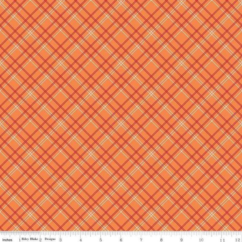 Fabric Riley Blake Orange Plaid Bee Backings and Borders 108″ Wide Back by the Quarter Yard WB6422-ORANGE