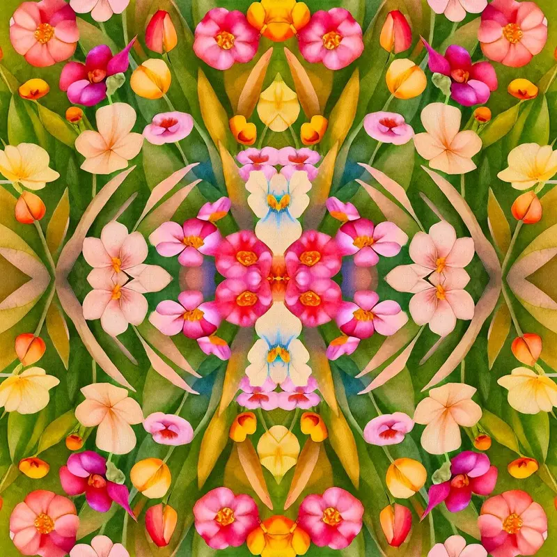 Psychedelic Blossoms Pattern #2 Fabric