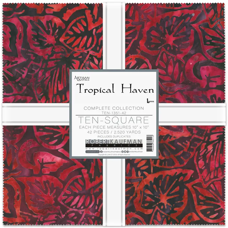Artisan Batiks, Tropical Haven 10″ Fabric Squares, 42pc