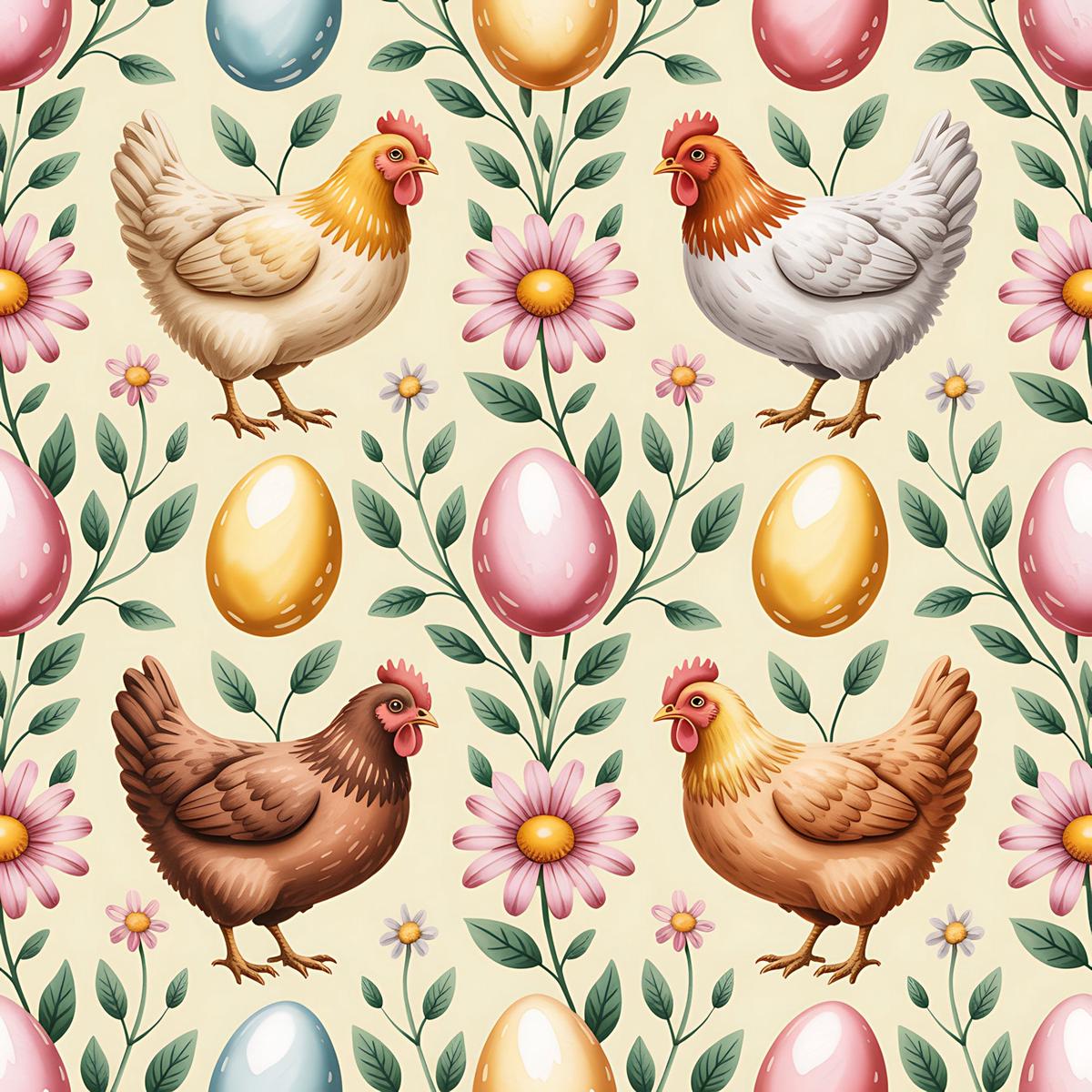 Chickens and Eggs Pattern 13 Quilting Cotton Fabric