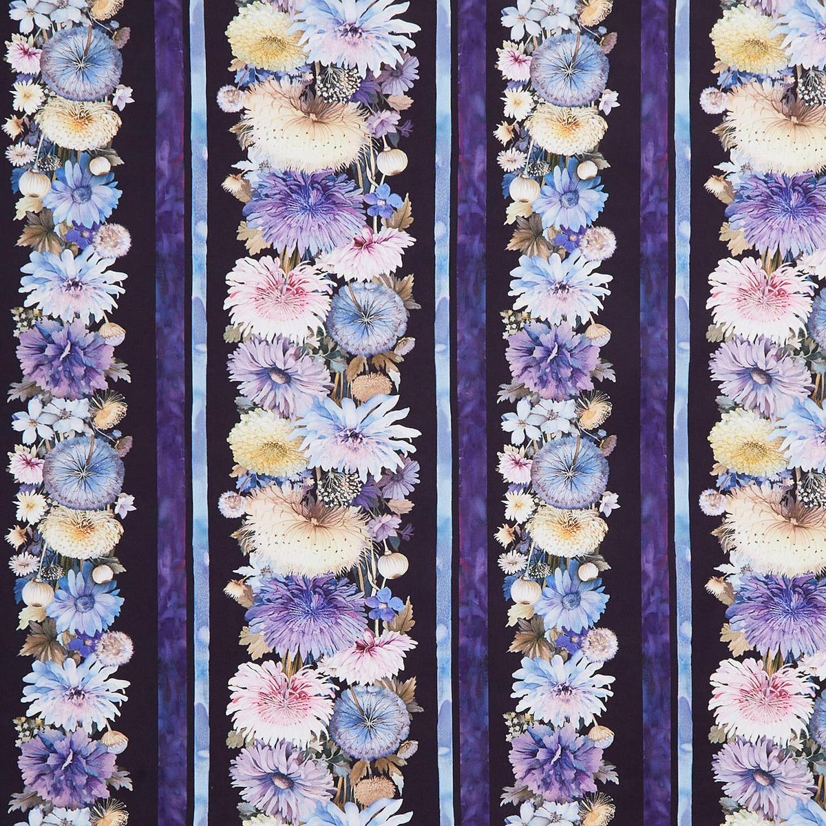 Mystic Meadow – Floral 11″ Stripes Purple Digitally Printed Yardage