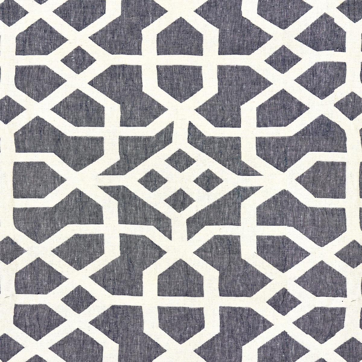 SCALAMANDRE LINEN LATTICE FABRIC INDIGO & GREIGE – SC 000527149 NEW SKU # SC271490005
