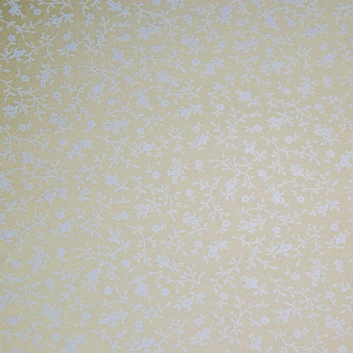 Trend-Tex Muslin Prints – White On Tan Posy Vines 1250 27