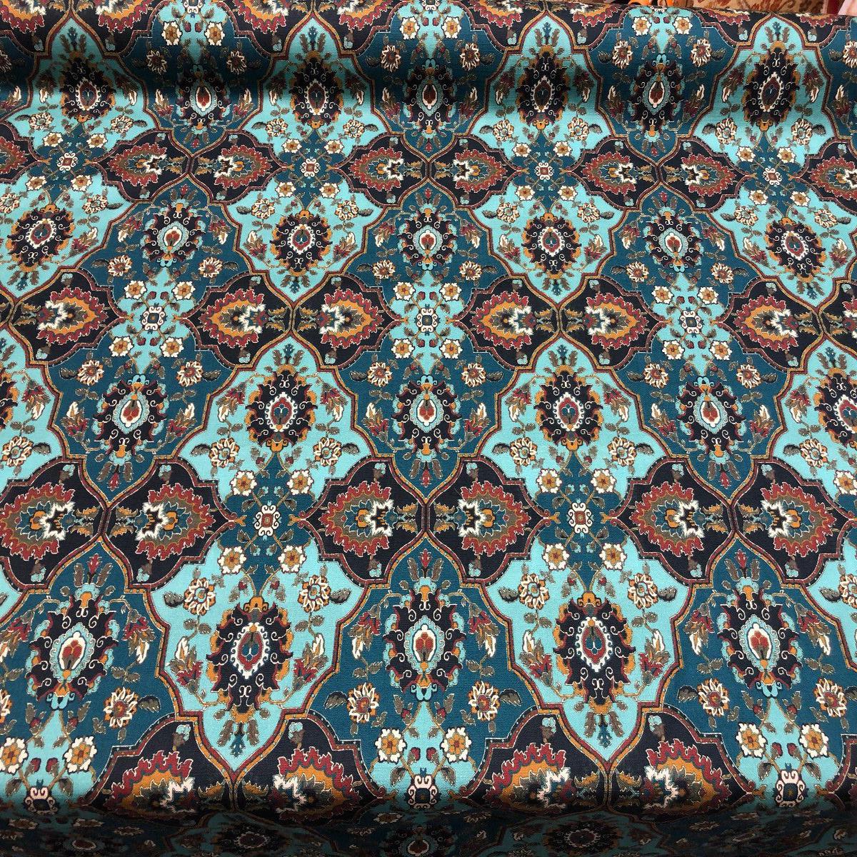 Magnolia Quatrefoil Aqua Drapery Upholstery Bartson Fabric by the yard
