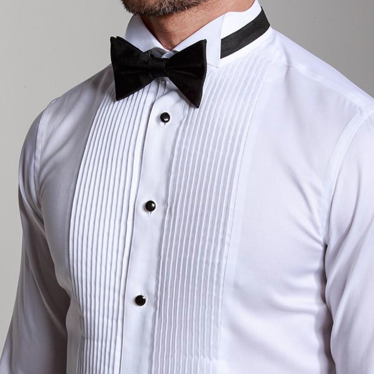 Pleated Shirt Fabric for Suits – White