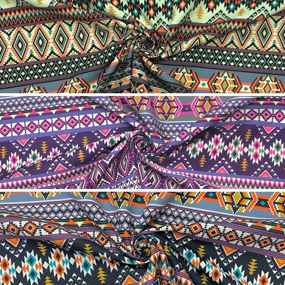 Geometric Lined Cotton-Touch Polyester Fabric