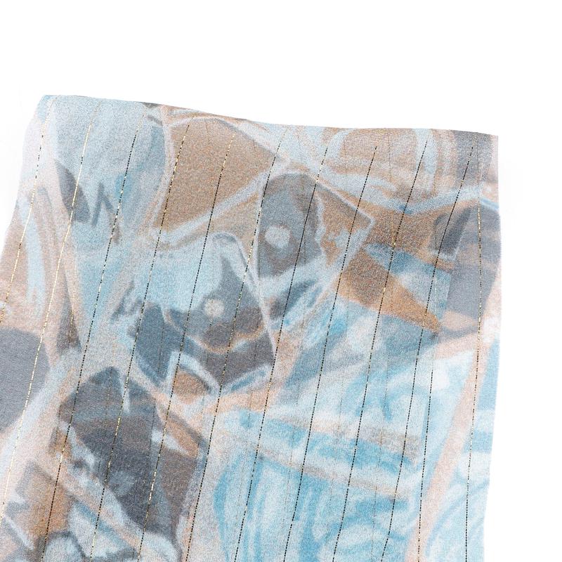 Mosaic Metallic Pinstripe Silk Georgette – Bronze/Blue