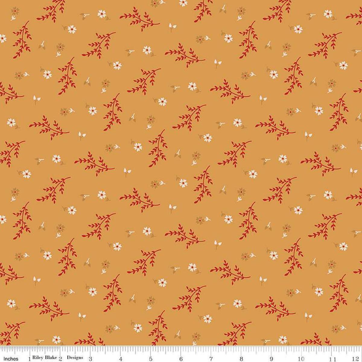 SALE Gentler Times Delightful C16474 Cider – Riley Blake Designs – Lori Holt – Sprigs Flowers Floral Leaves – Quilting Cotton Fabric