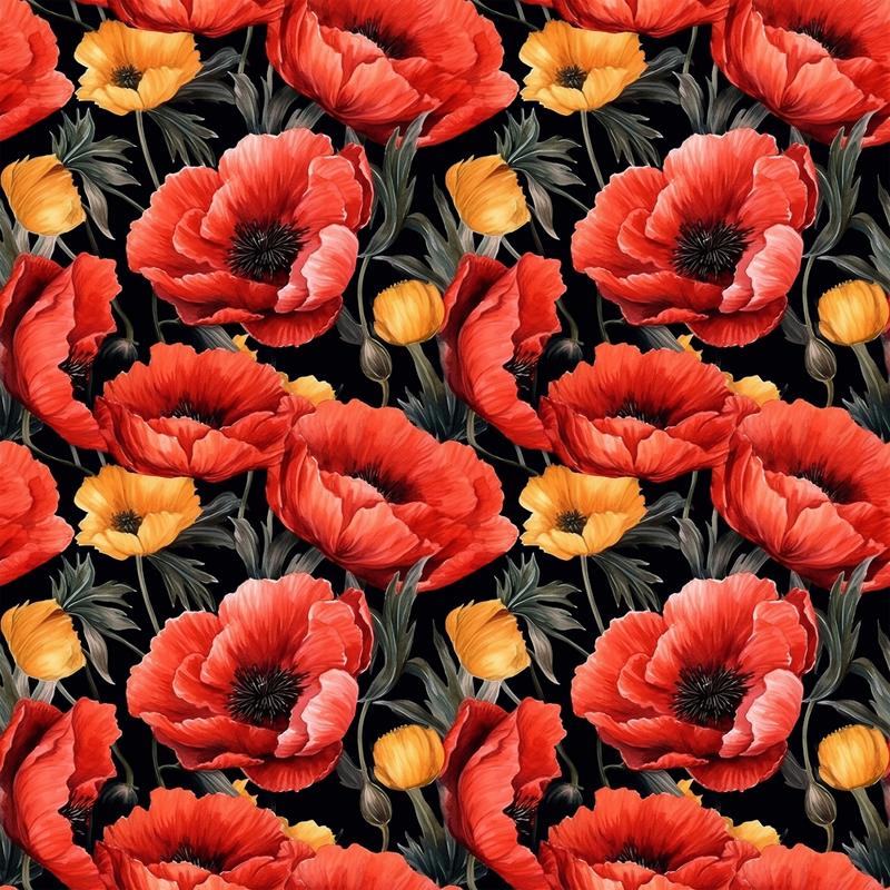 Fields of Poppies Pattern 6 Quilting Cotton Fabric